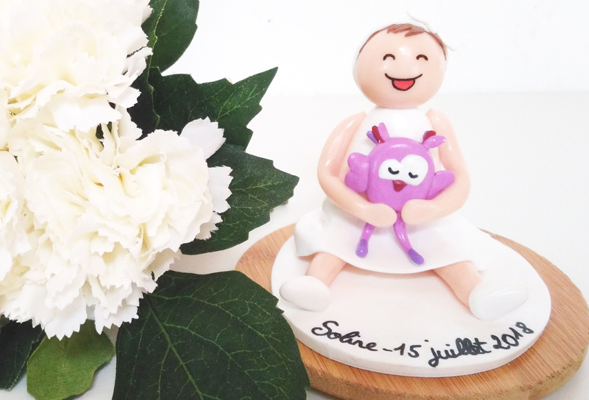 Figurine Soline – Cake topper Baptême personnalisé by Fée Plaisir
