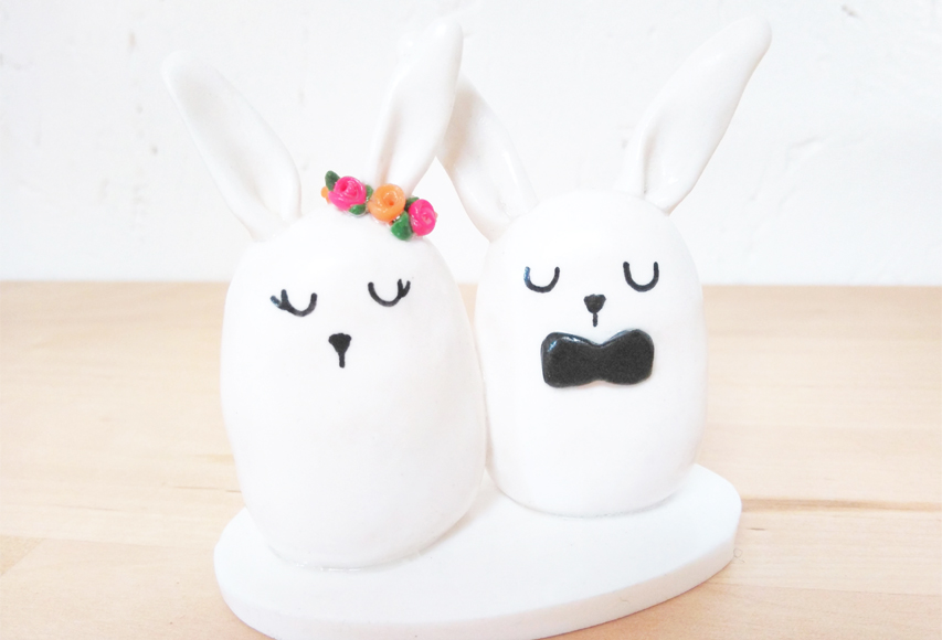 Lapins mignons – Cake topper Animaux Mariage by Fée Plaisir