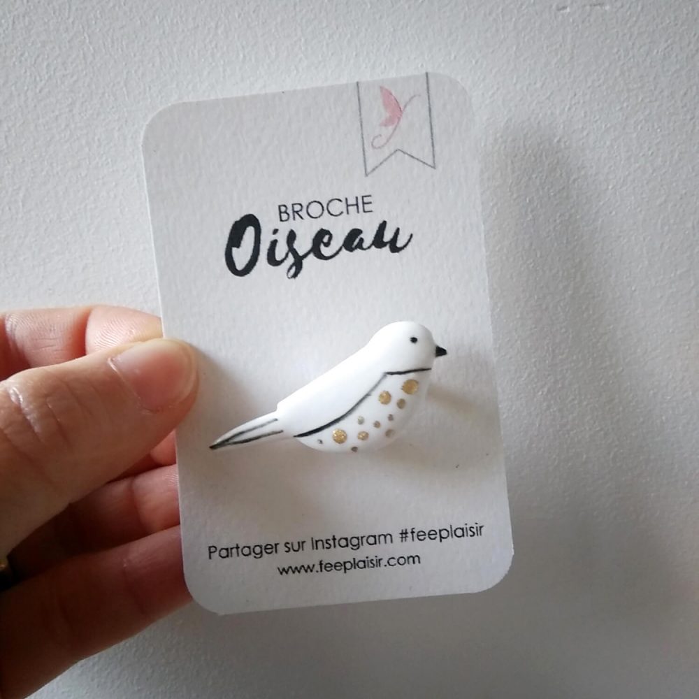 DIY Broche oiseau en broderie d'or